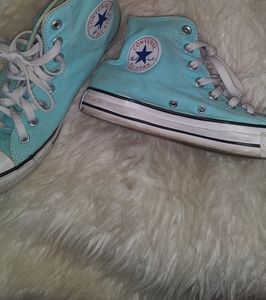 Baby blue high top converse